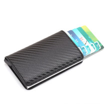 Custom Logo Pop Up Aluminum Security Blanks Card Case Leather Credit Card Holder Wallet